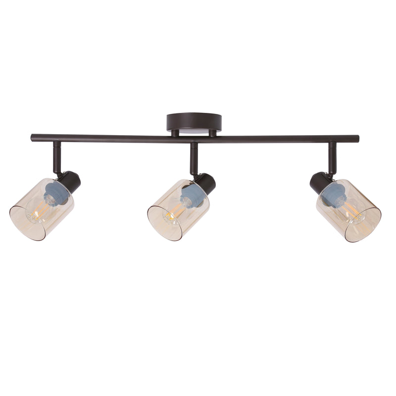Plafonnier Agra 3 lumières noir, verre, L 58 cm
