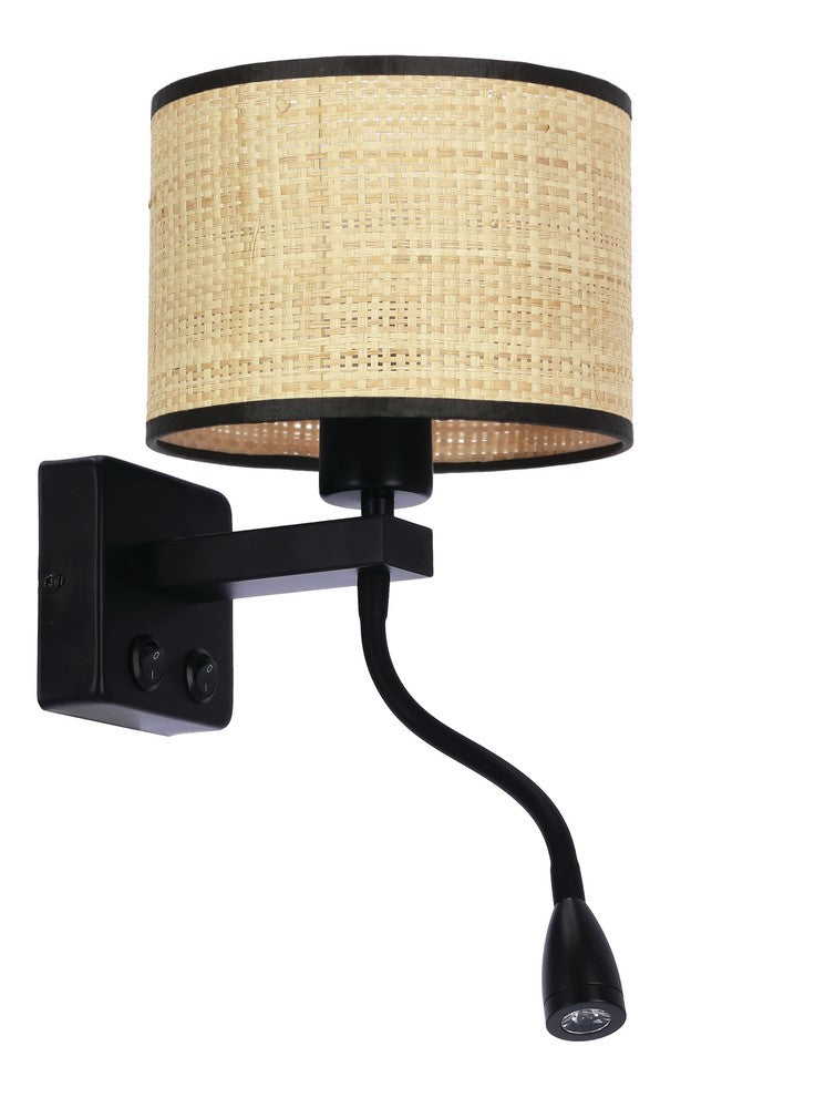 Applique murale LED Polo noire et beige, tissu