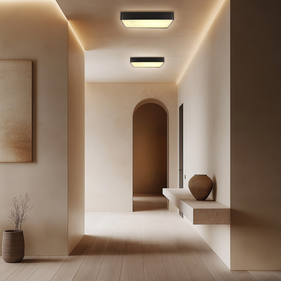 Plafonnier LED Quattro noir, verre