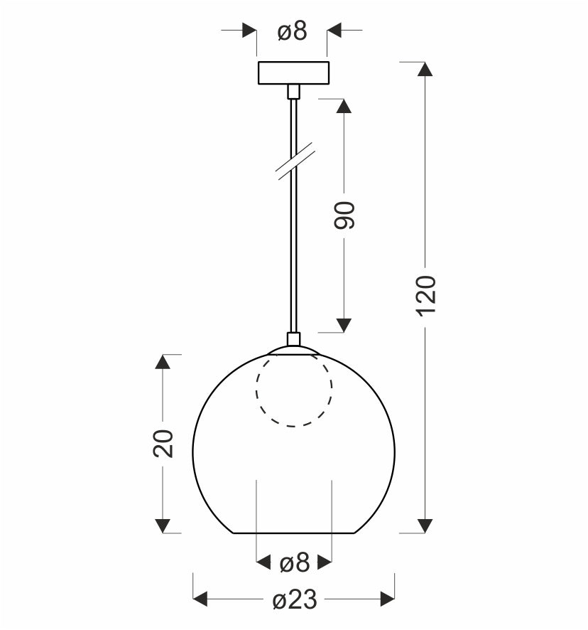 Schéma technique coté de la suspension avec dimensions et hauteur réglable