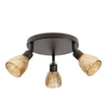 Plafonnier Amcos 3 lumières noir, verre, L 48 cm