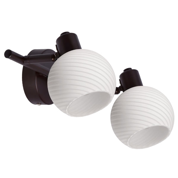 Plafonnier Grano 2 lumières marron, verre