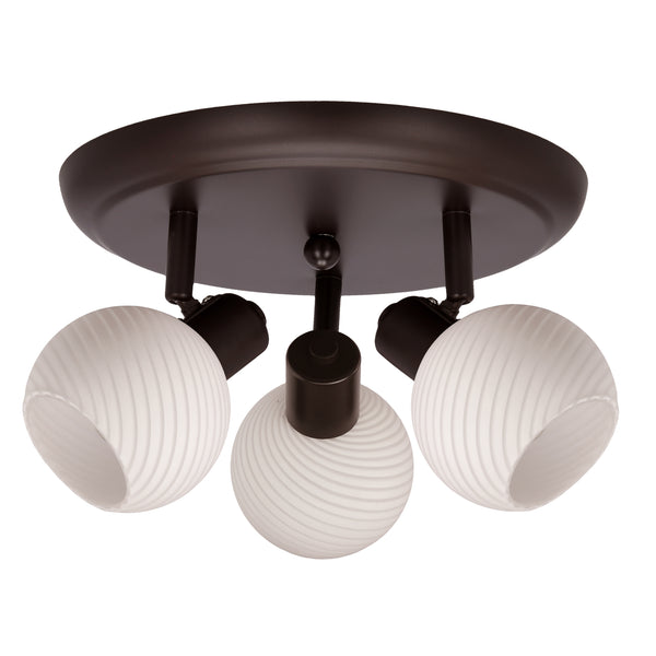 Plafonnier Grano 3 lumières marron, verre, L 35 cm