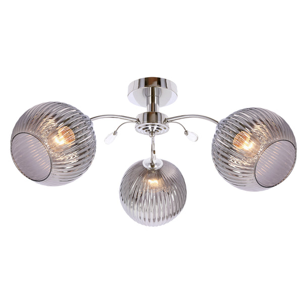 Plafonnier Pinsa 3 lumières argenté, verre