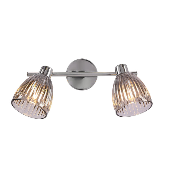 Plafonnier Jeffrey 2 lumières argenté, verre