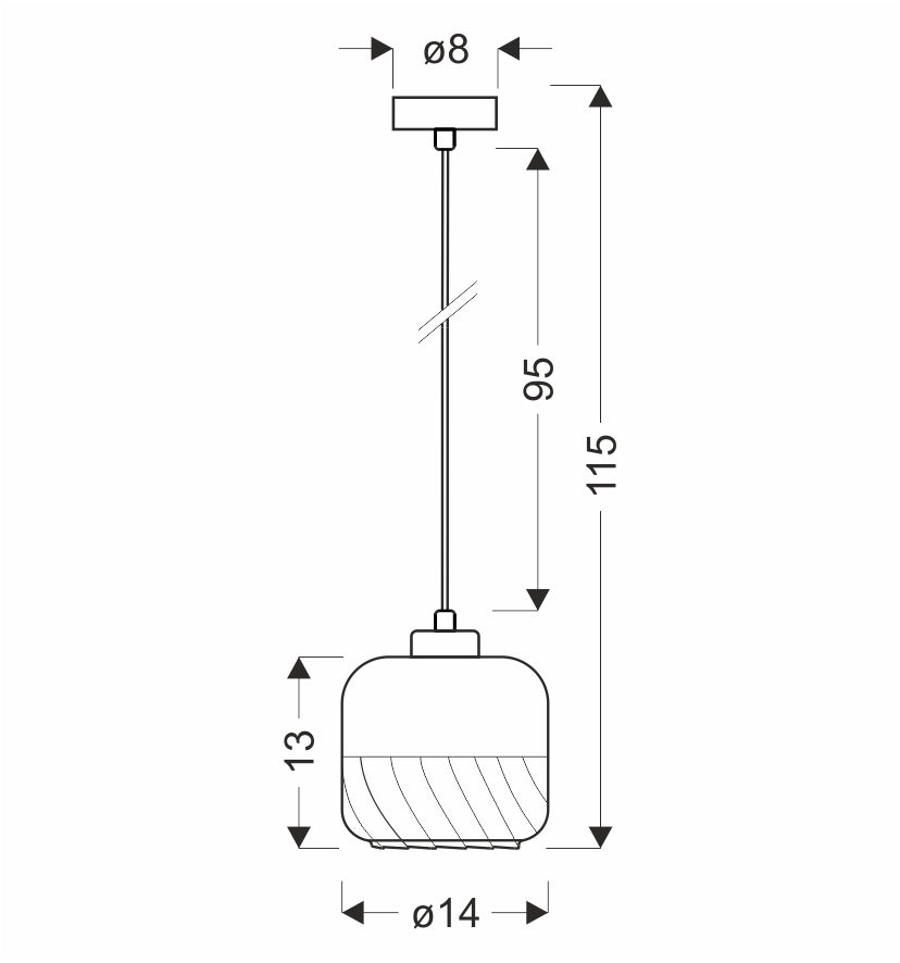 Schéma de dimensions indiquant le diamètre du verre et la hauteur totale.