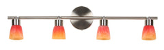 Plafonnier Drops 4 lumières nickel satiné et multicolore, verre