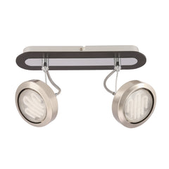 Plafonnier Earth 2 lumières nickel satiné et wengé, bois