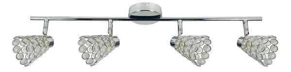 Plafonnier Glossy 4 lumières chromé, cristal