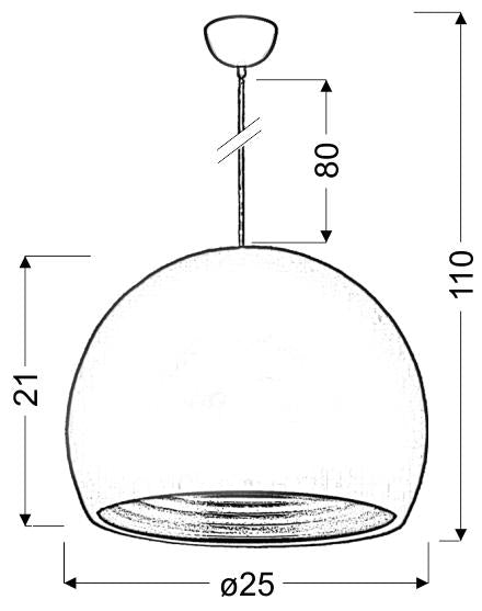 Schéma coté du luminaire, hauteur totale et diamètre de l'abat-jour indiqués