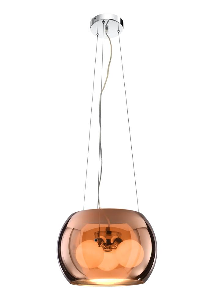 Suspension Gemo 3 lumières dorée, verre