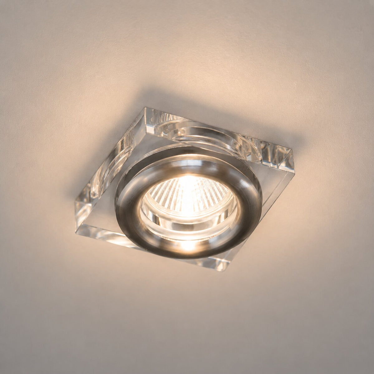 Spot encastrable SK-82 carré chromé et transparent, verre