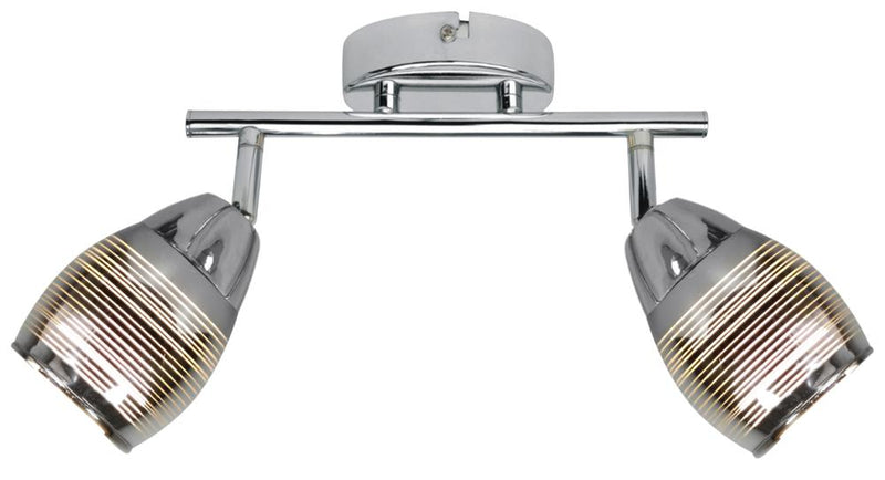 Plafonnier Milton 2 lumières chromé, verre