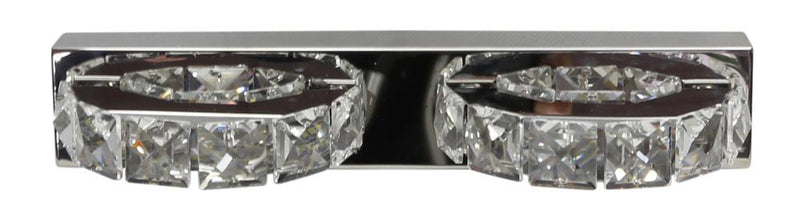 Applique murale LED Shipi 2 lumières chromée, cristal