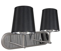 Applique murale Milonga 2 lumières nickel satiné et noire, tissu