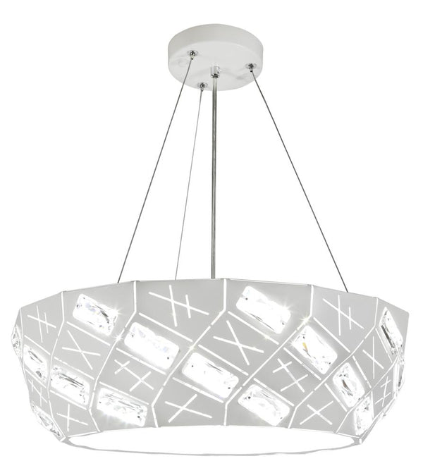 Suspension Glance 4 lumières blanche, cristal
