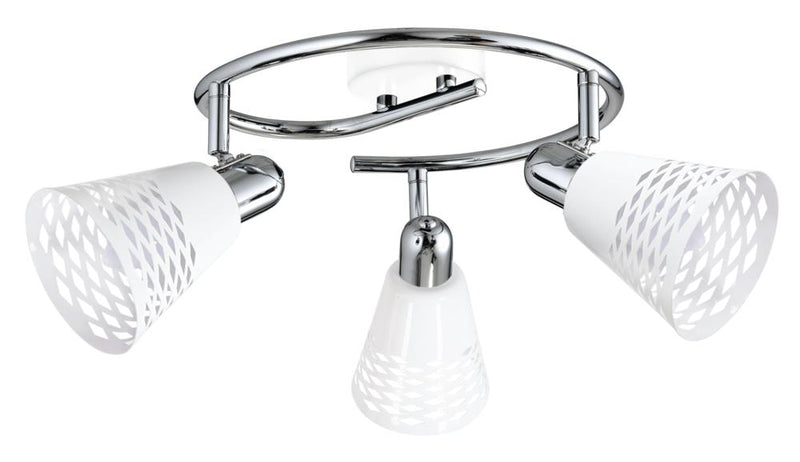 Plafonnier Discovery 3 lumières chromé et blanc