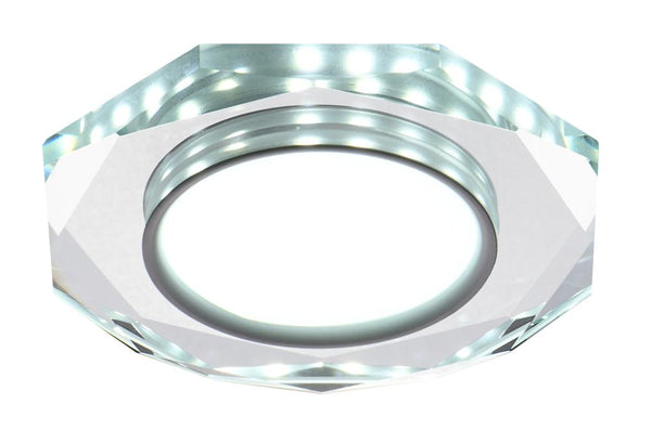 Spot encastrable LED SSP-24 à anneau LED octogonal blanc et transparent, verre