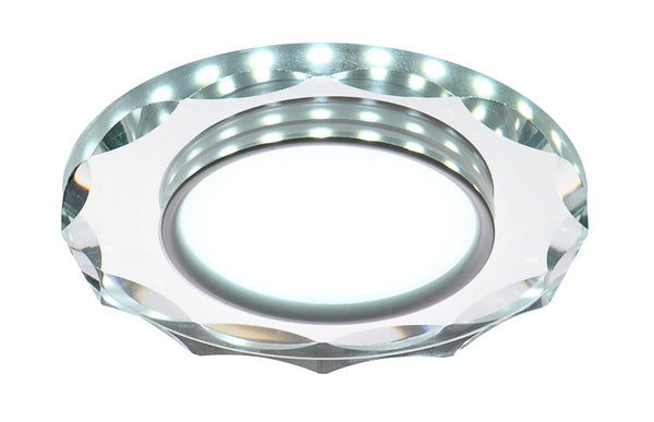 Spot encastrable LED SSP-25 à anneau LED rond blanc et transparent, verre