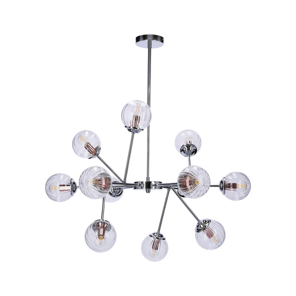 Suspension Best 12 lumières chromée, verre