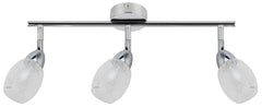 Plafonnier LED Rico 3 lumières chromé, verre, L 58 cm