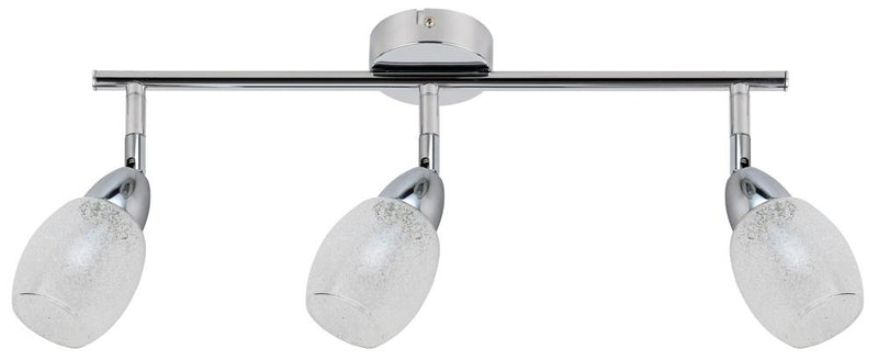 Plafonnier LED Rico 3 lumières chromé, verre, L 58 cm