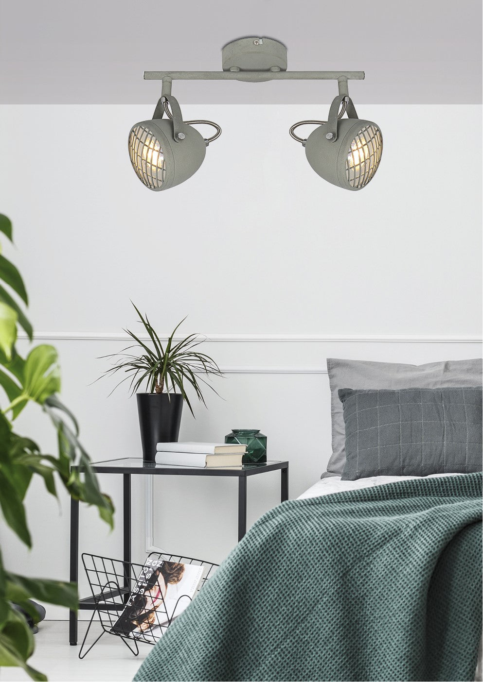 Plafonnier Pent 2 lumières gris