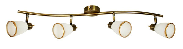 Plafonnier Regent 4 lumières laiton vieilli, verre