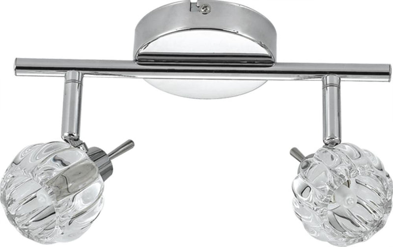 Plafonnier Bombola 2 lumières chromé, cristal
