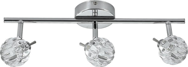 Plafonnier Bombola 3 lumières chromé, cristal, L 47,5 cm