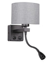 Applique murale LED Polo noire, tissu