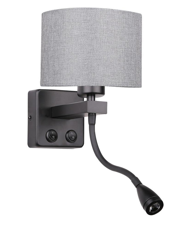 Applique murale LED Polo noire, tissu