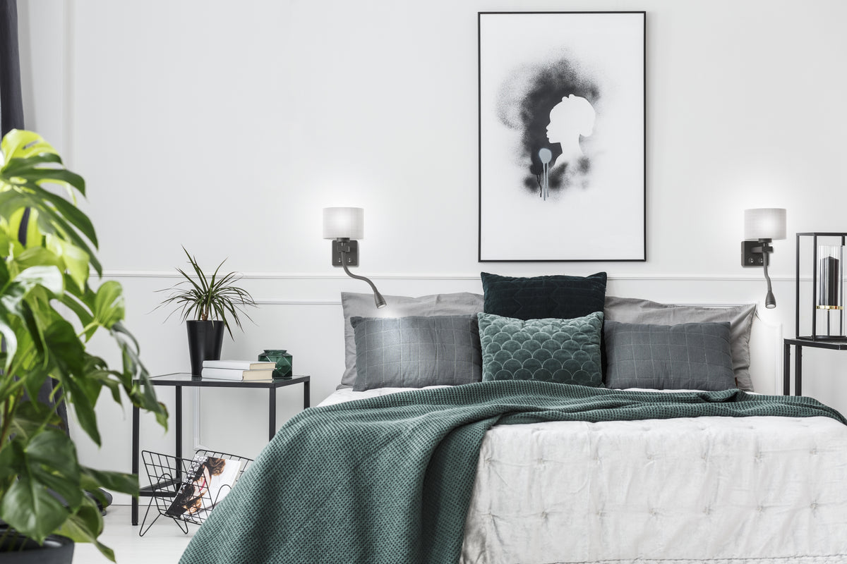 Applique murale LED Polo noire, tissu