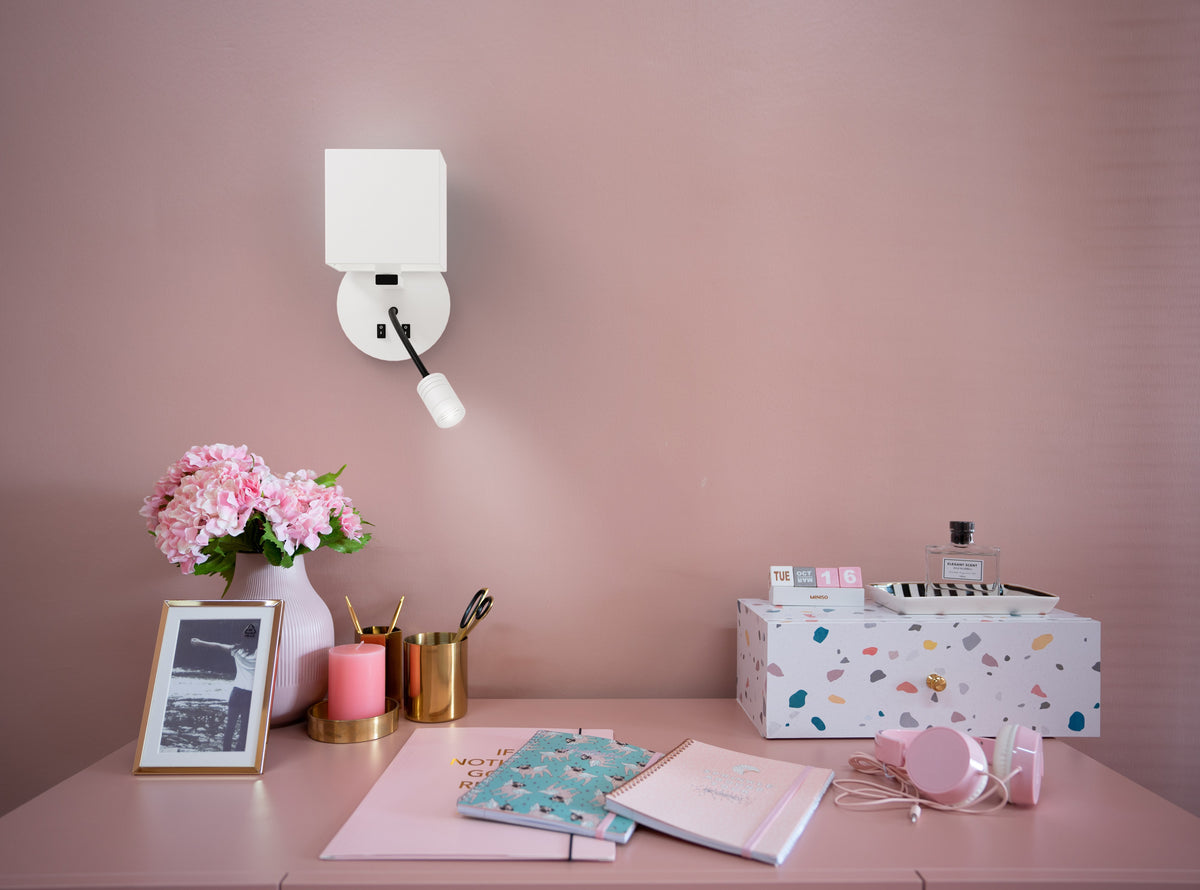 Applique murale LED Magnum 1 blanche, tissu