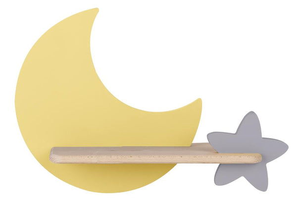 Applique murale LED Moon pour chambre d'enfant grise, bois
