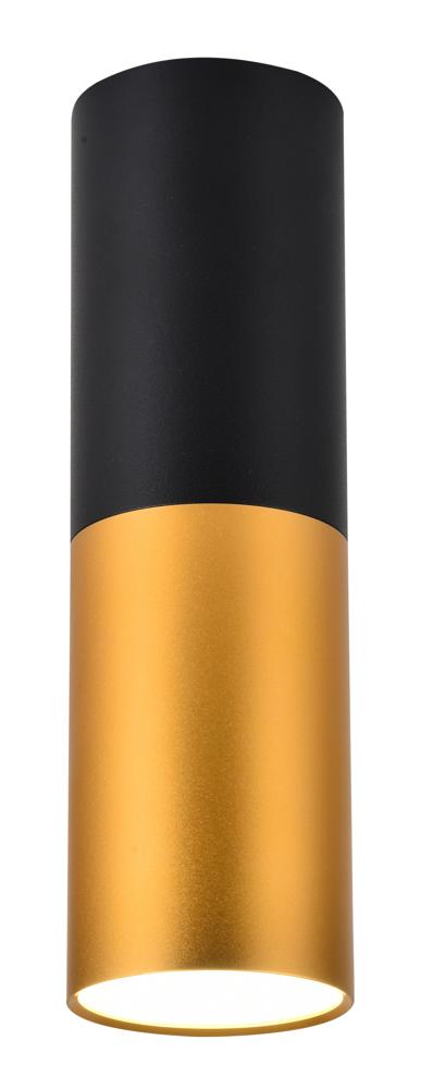 Spot plafond Tube noir et doré