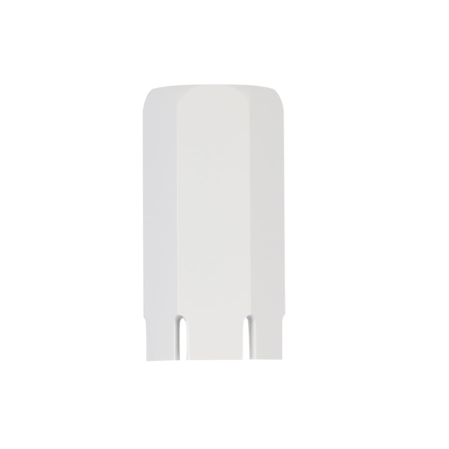 Spot plafond blanc vu de face, corps tubulaire et découpes latérales nettes