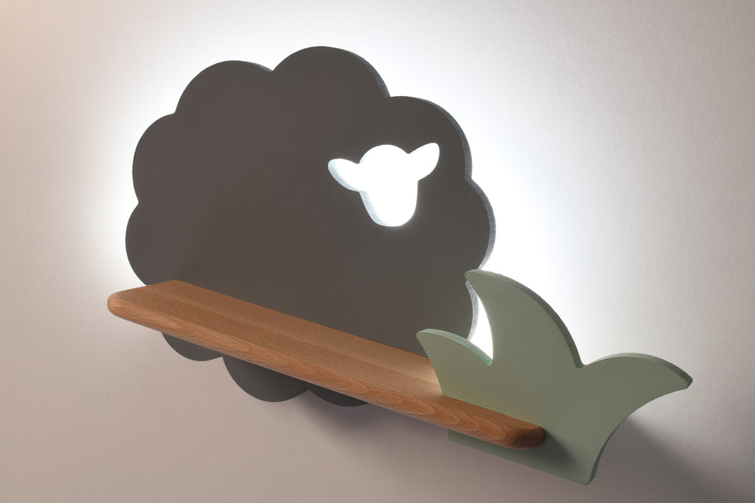 Applique murale LED Sheep pour chambre d'enfant grise, bois (réf. 21-84811)