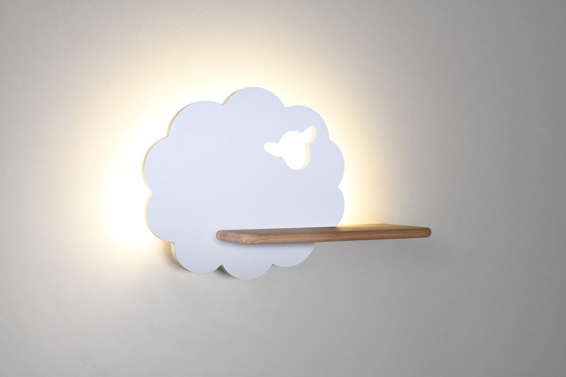Applique murale LED Sheep pour chambre d'enfant blanche, bois (réf. 21-84835)