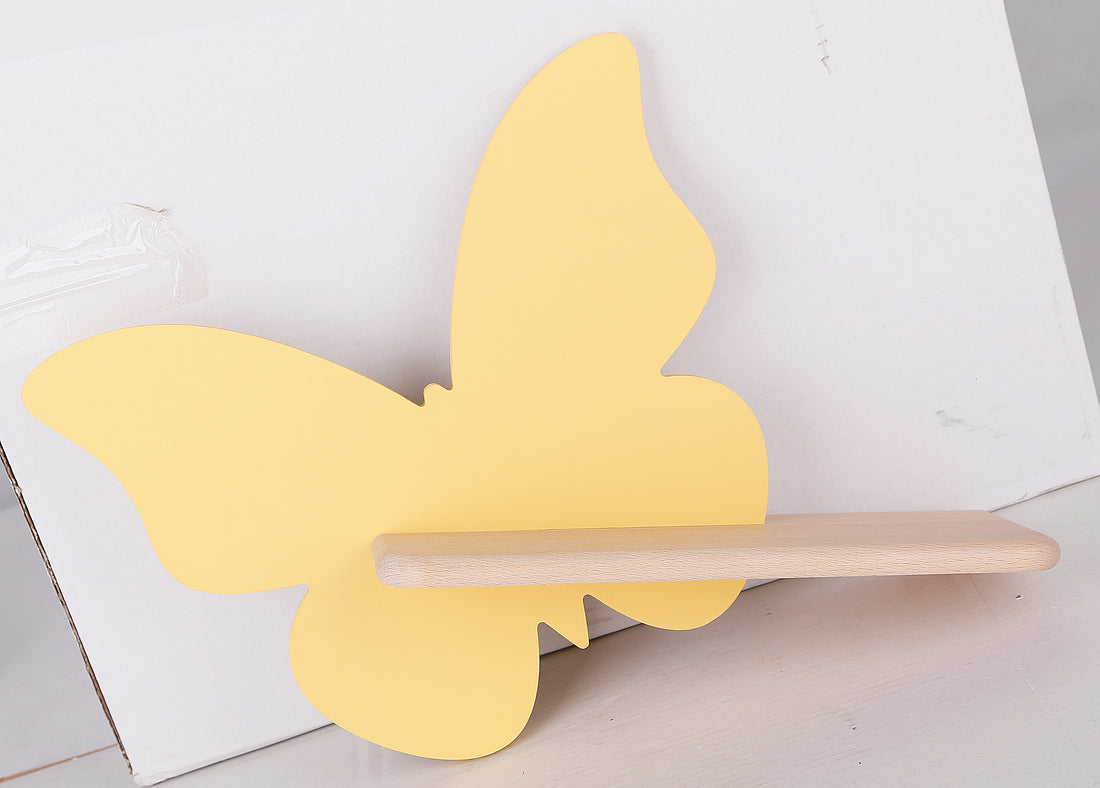 Applique murale LED Butterfly pour chambre d'enfant jaune, bois (réf. 21-84873)