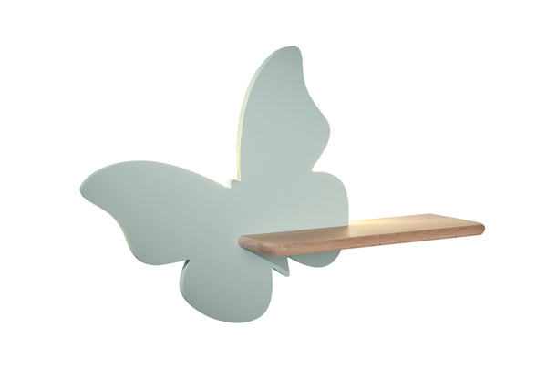 Applique murale LED Butterfly pour chambre d'enfant verte, bois