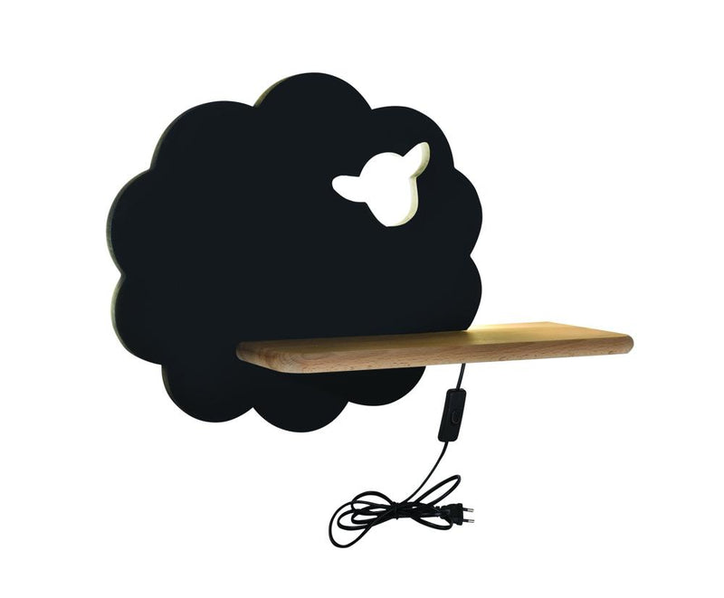 Applique murale LED Sheep pour chambre d'enfant noire, bois (réf. 21-85122)