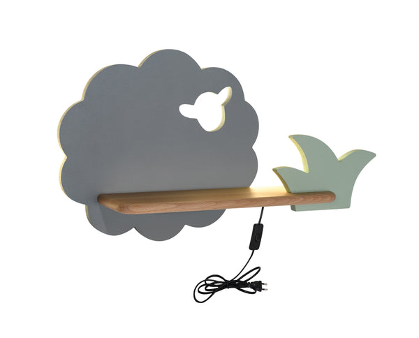 Applique murale LED Sheep pour chambre d'enfant grise, bois (réf. 21-85146)