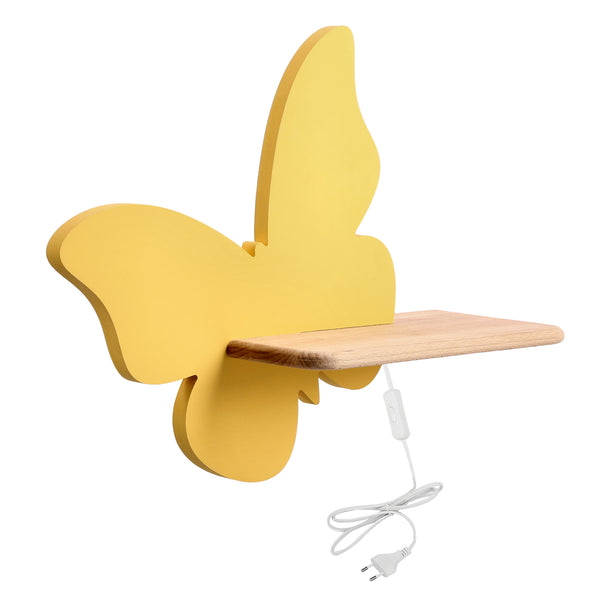 Applique murale LED Butterfly pour chambre d'enfant jaune, bois (réf. 21-85153)