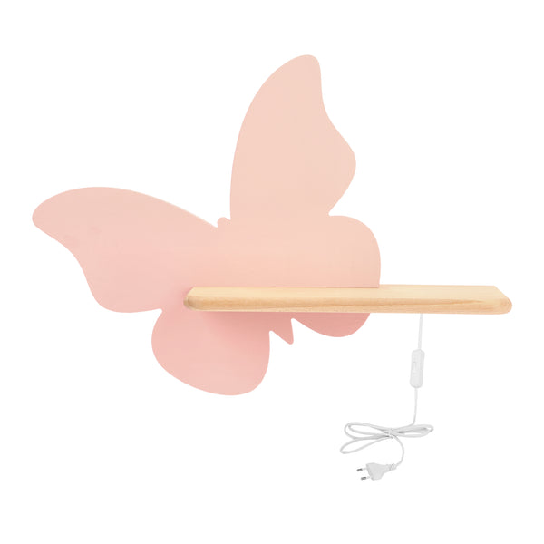 Applique murale LED Butterfly pour chambre d'enfant rose, bois (réf. 21-85177)