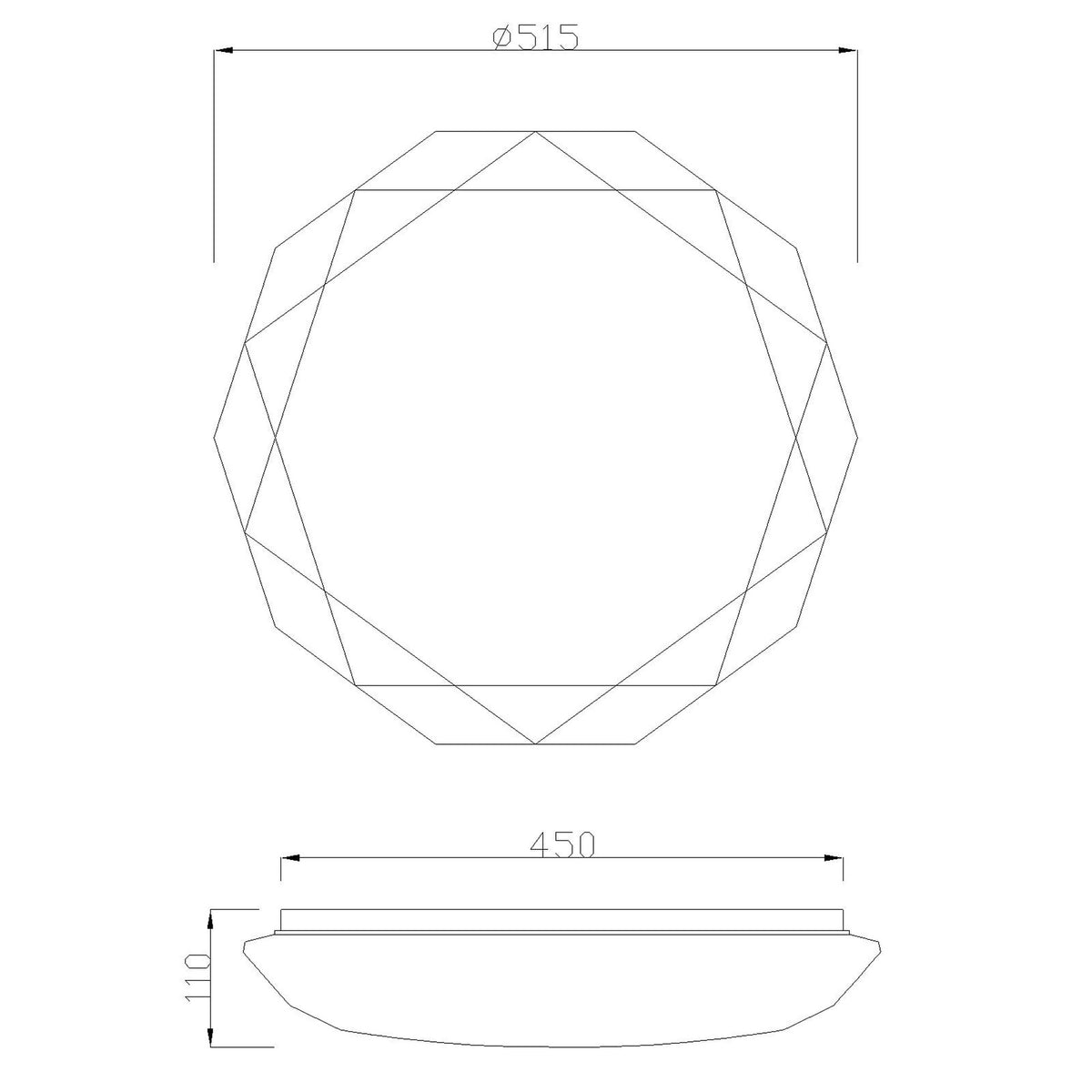 Plafonnier LED Diamante II blanc, Ø 51,5 cm, 3000 K