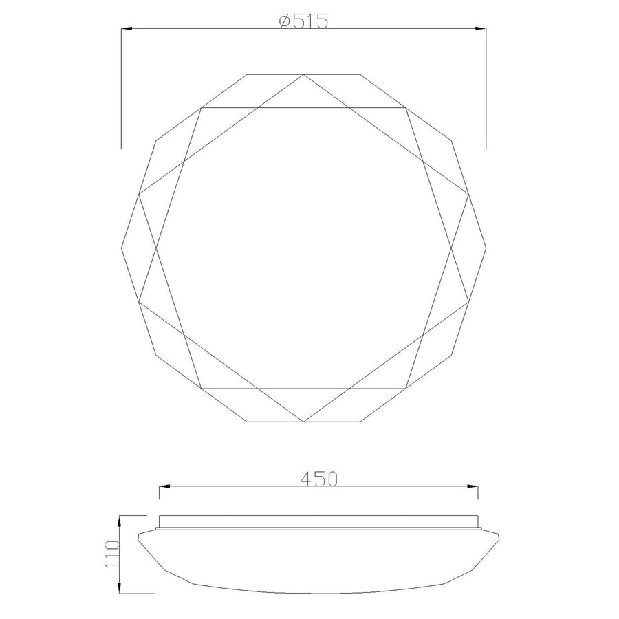 Plafonnier LED Diamante II blanc, Ø 51,5 cm, 3000 K