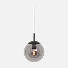 Suspension globe noir en verre fumé Ø 12 cm, hauteur réglable, entrée et bar | Bollique