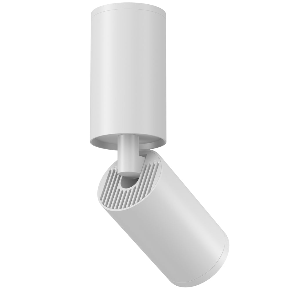 Détail de l'articulation striée reliant le socle cylindrique à la tête orientable
