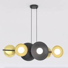 Suspension Volume 6 lumières noire et dorée